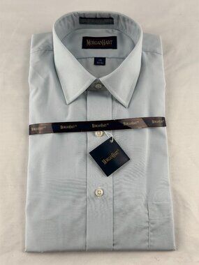 Morgan Hart Mens Dress Shirt Size 15 32/33 Blue Long Sleeve Button Up Formal